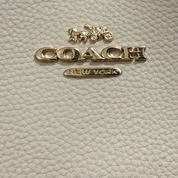 Coach Town Bucket Bag Cream Polished Pebble Leather Gold Hardware NWOT - Picture 4 of 9